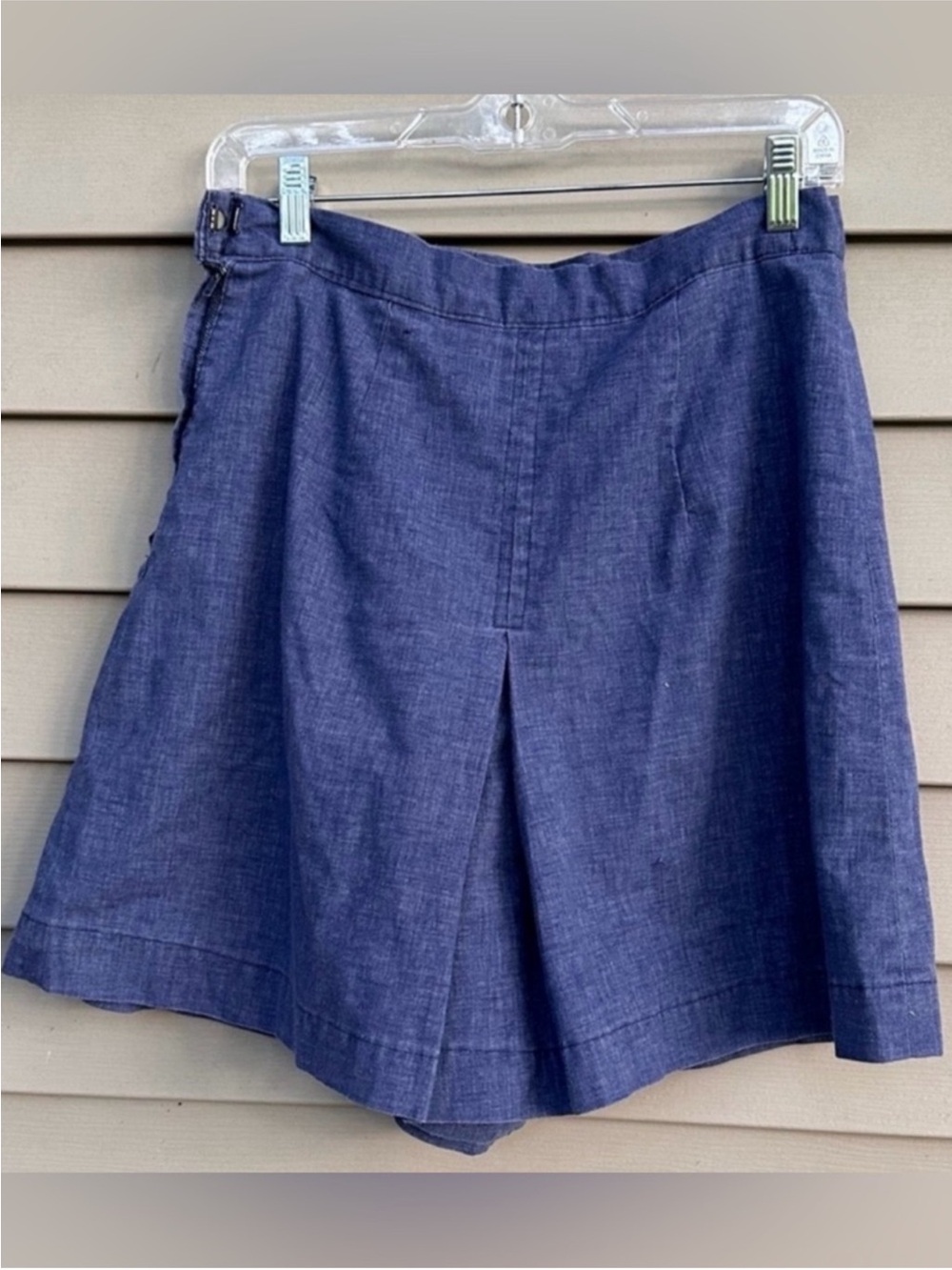 Vintage chambray Skorts mini skirt shorts high waist side zip 29”